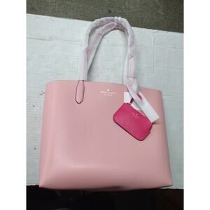 New Kate Spade Ava Reversible Tote with Pouch Double Faced Leather Donut Pink